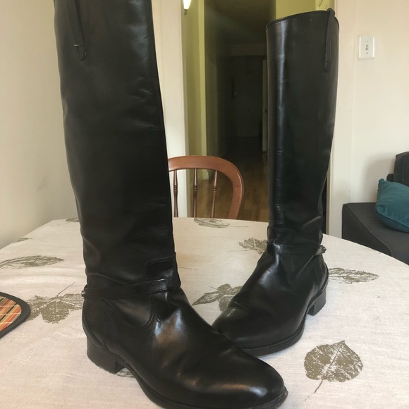 Frye black leather tall boots, size 8 - Picture 2 of 4